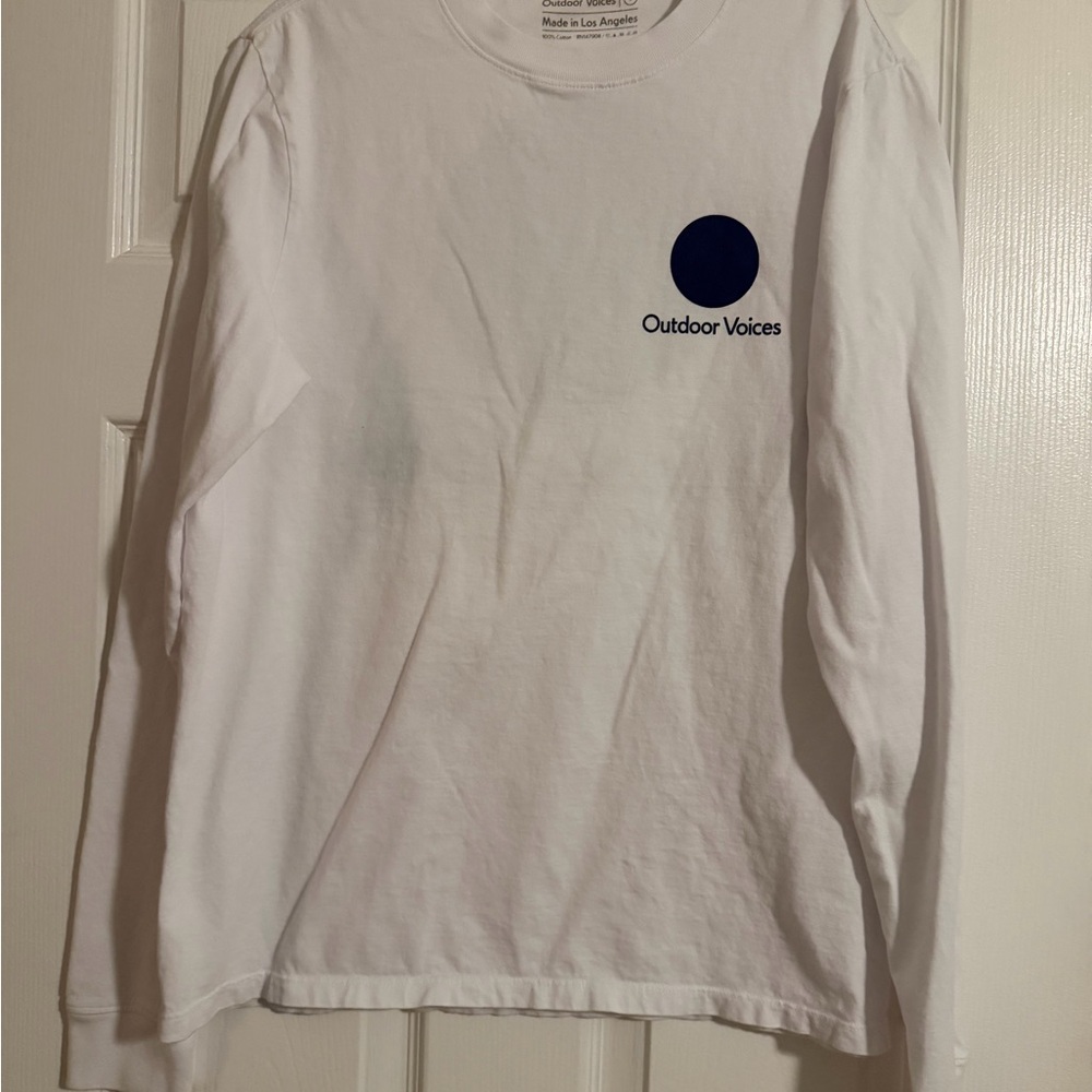 Outdoor Voices White and Blue Long Sleeve Tee